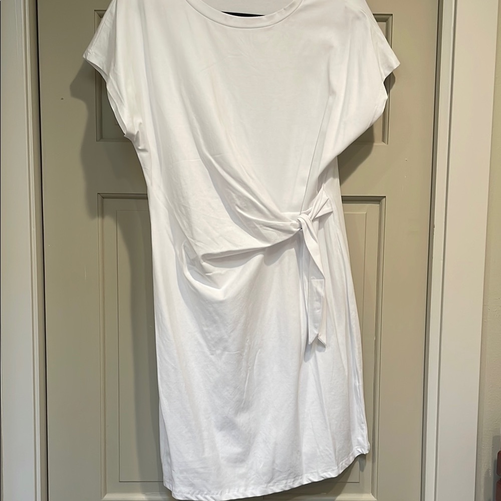White Tie-Front Dress